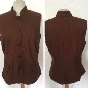 New JJill Havana Brown Pinstripe Vest Sz 12